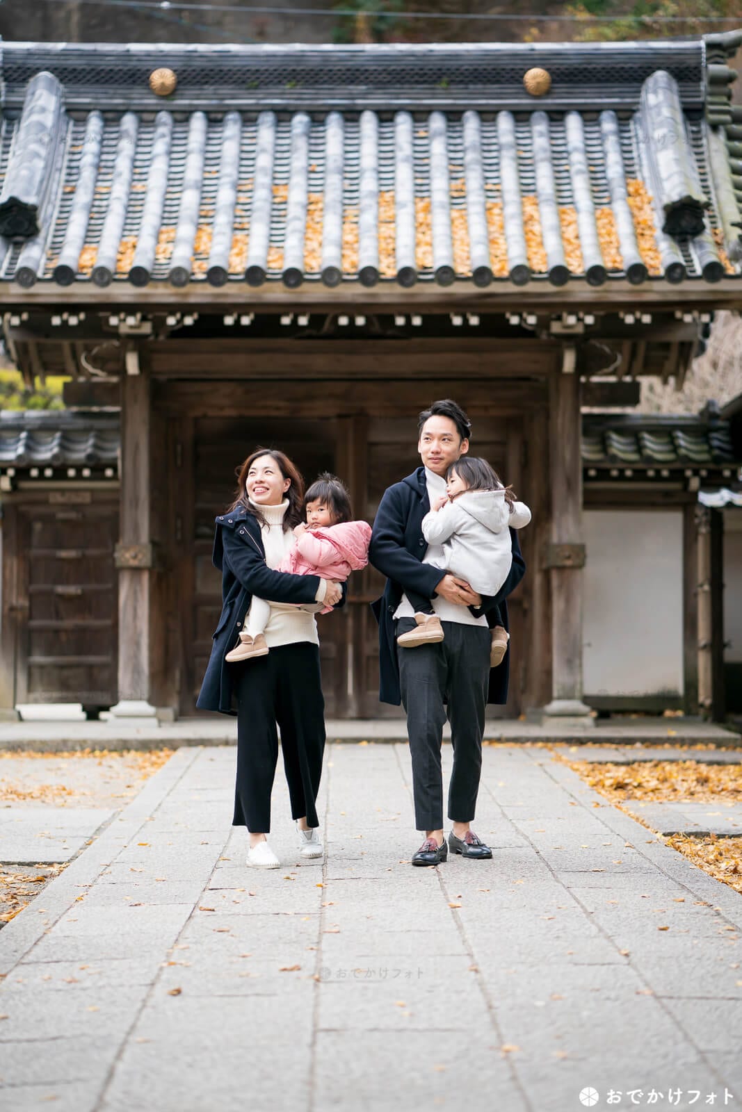 糸島の千如寺で家族写真