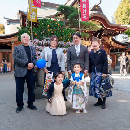 櫛田神社で七五三のロケーションフォト出張撮影