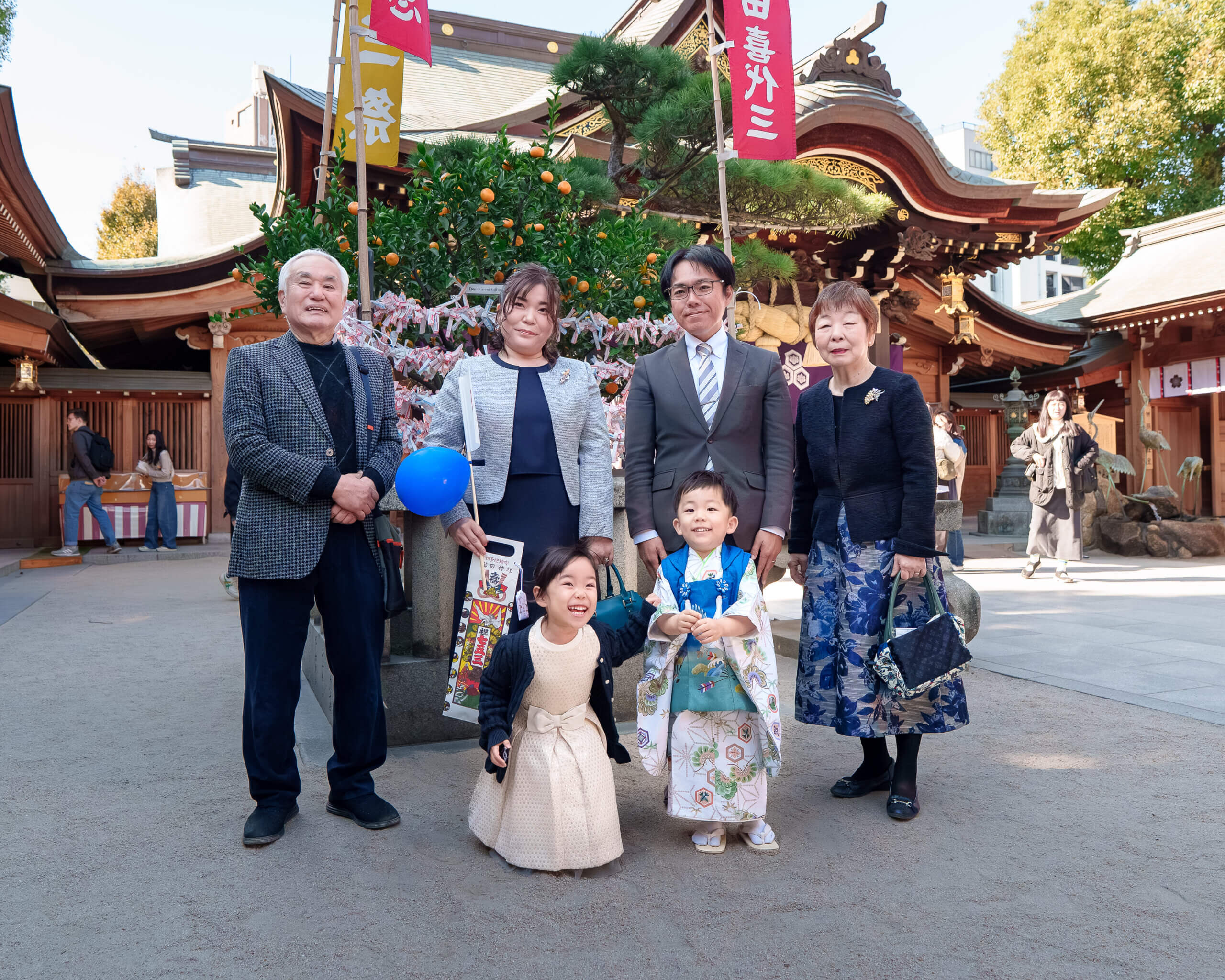 櫛田神社で七五三のロケーションフォト出張撮影