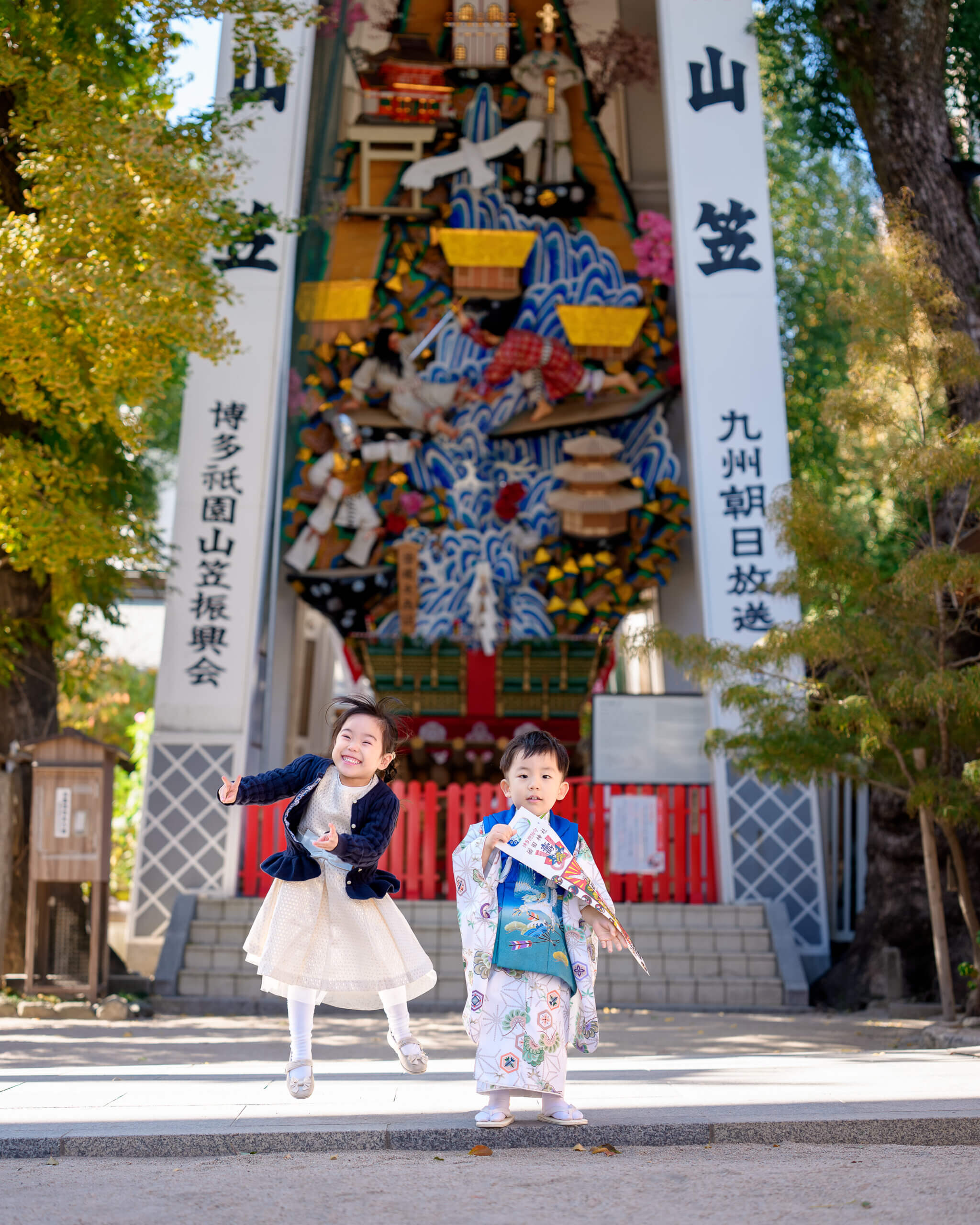 櫛田神社で七五三のロケーションフォト出張撮影
